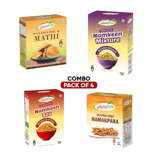 Wheafree Gluten Free Namakpara , Mathi , Namkeen Mixture and Namkeen Sev (400g) Each Combo Pack | Tasty Crispy & Crunchy Savory Snacks | Tangy & Spicy Flavour | Best Snacks for Tea/Coffee