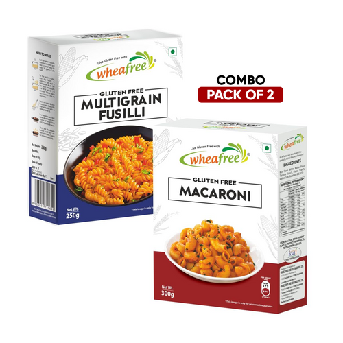 Combo Pack-Wheafree Gluten Free Multigrain Fusilli (250g) and Macaroni (300g) No Trans Fat | No Cholesterol | No Maida | No MSG | Quick and Easy to Cook | Easy to Digest