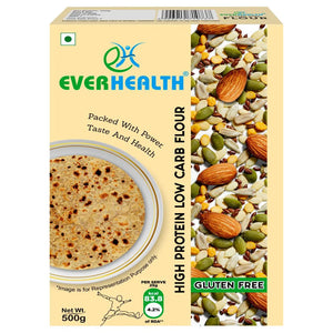 Everhealth High Protein Low Carb Atta - 1Kg | High Protein | Low Carbs | Low GI | No Added Sugar | High Fibre | Gluten Free | Diabetic Friendly