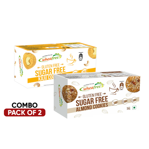 Wheafree Gluten-Free Sugar-Free Cookie Combo: Kaju & Almond Goodness – 200g Pack Each
