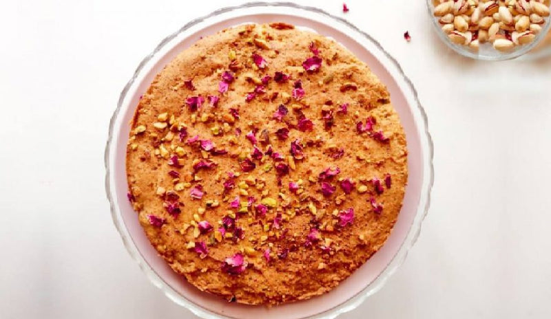 Eggless Pistachio Mawa Cake