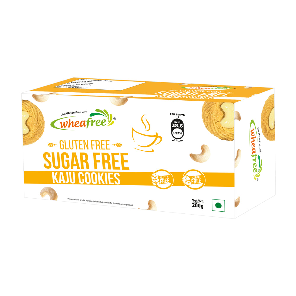 Wheafree Gluten Free Sugar Free Kaju Cookies | Healthy and Tasty | Kaju Goodness -200g Pack
