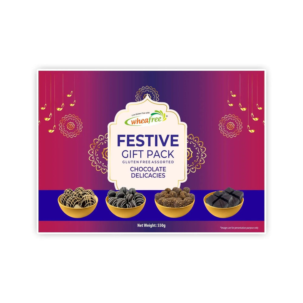 Festive Gift Pack Assorted Gluten Free Chocolate Delicacies - Choco Coconut Balls, Spongy Choco Cake Balls, Choco Nutty Balls, Chocolates