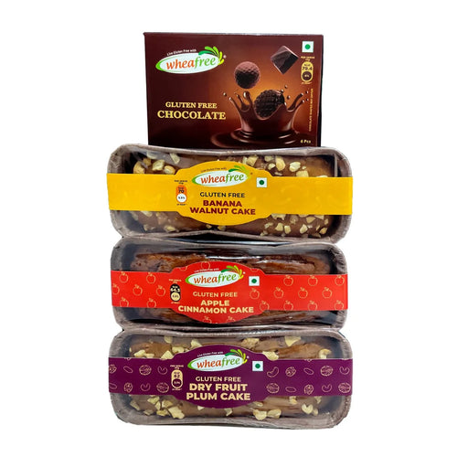 Festive Gluten-Free Gift Box - Plum Cake, Apple Cinnamon Cake, Banana Walnut Cake & Box of Gluten-Free Chocolate